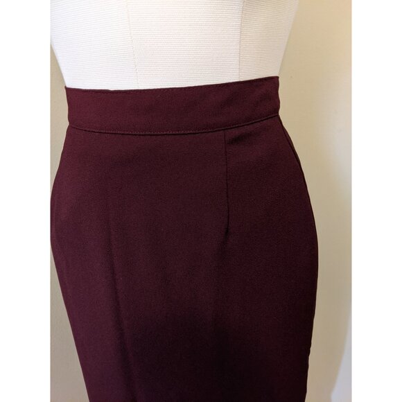 Womens Vintage Burgundy Pencil Skirt Midi Lined Office Classic 90s Retro Sz 8 - Picture 3 of 8